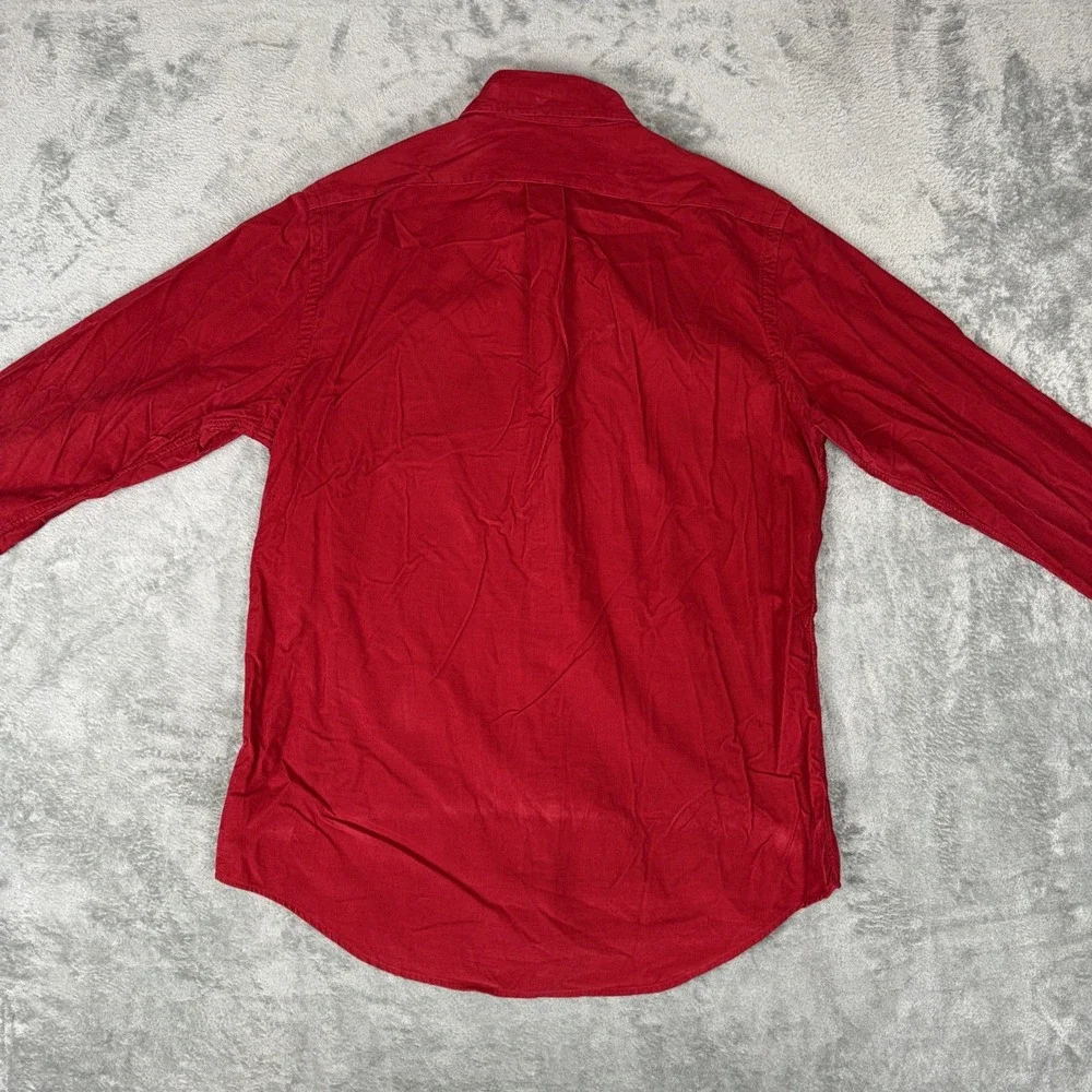 Polo Ralph Lauren Mens Red Micro Corduroy Button Down Shirt Classic Fit M
